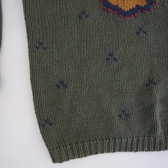Vintage Maggie Lawrence Olive Embroidered Cardigan Cottagecore Aesthetic L - Picture 7 of 11